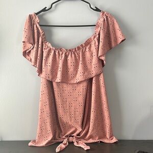 Pink Off-Shoulder Ruffle Top